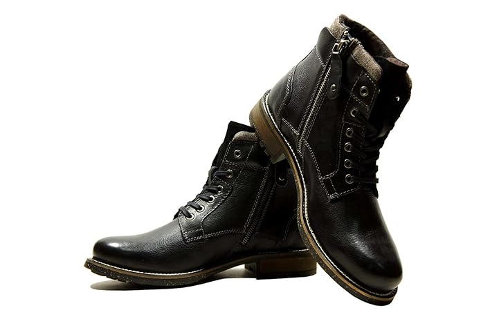 Hx London Leather Men Black Stylish High Top Laceup Boot